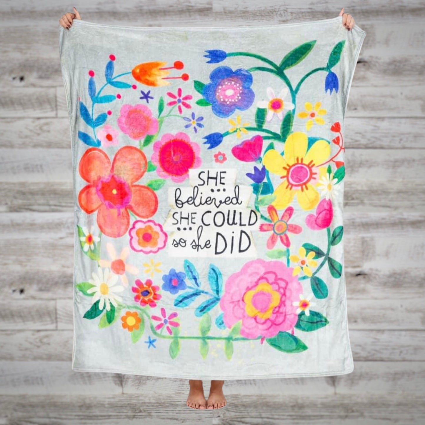 "She Believed She Could So She Did" Fleece Throw Blanket