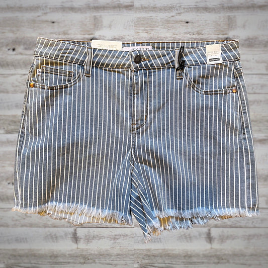 Judy Blue Railroad Stripe High Rise Cut-off Jean Shorts