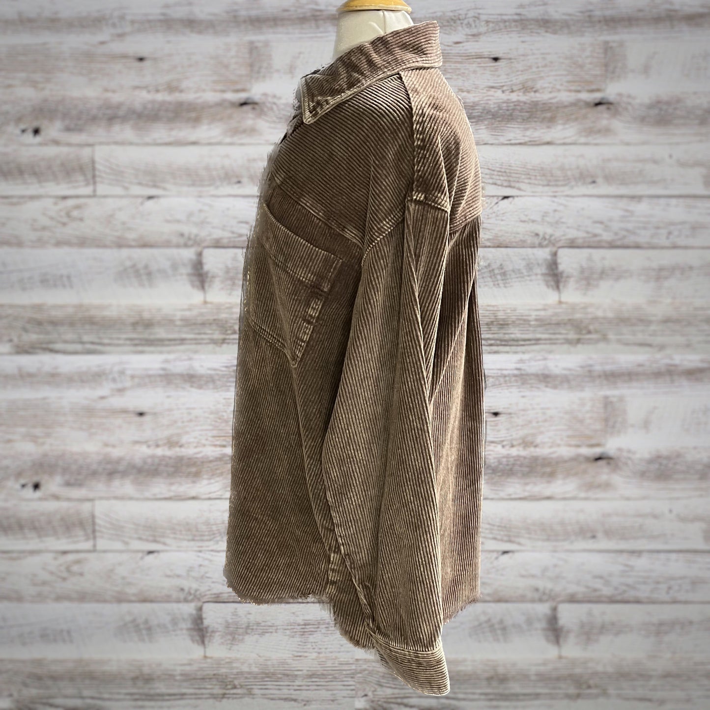 Oversized Corduroy Shacket in Washed Mocha