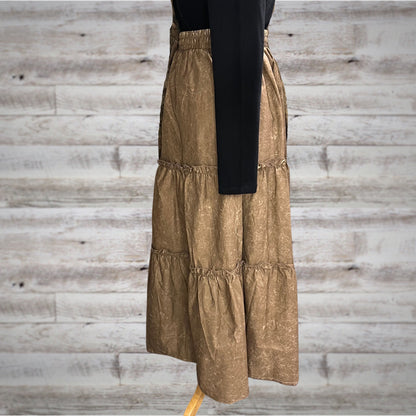 Free Spirit Acid Wash Tiered Peasant Maxi Skirt
