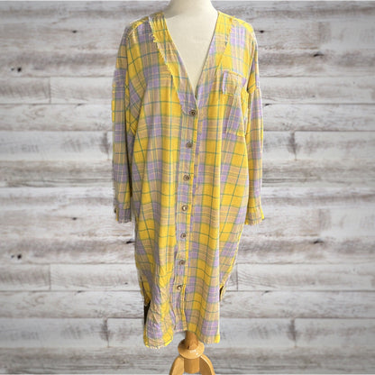 POL Spring Plaid Flannel Duster Shacket