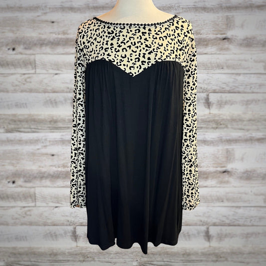 PLUS Sweetheart Neckline Leopard Mesh Long Sleeve Top