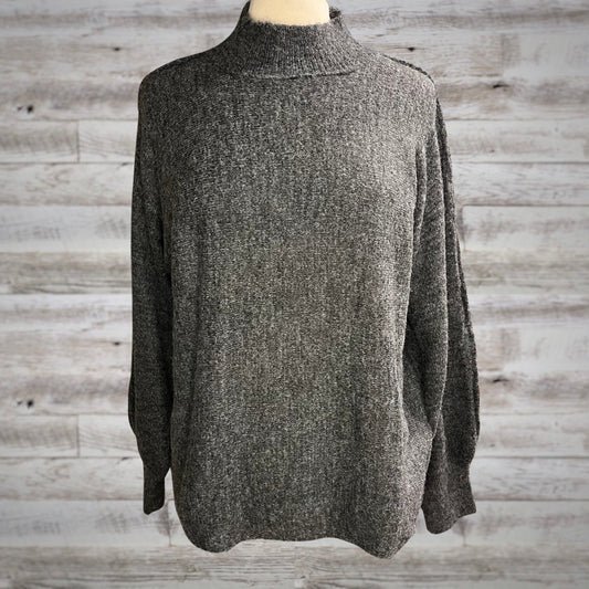 Mock Neck Heathered Charcoal Pullover Sweater