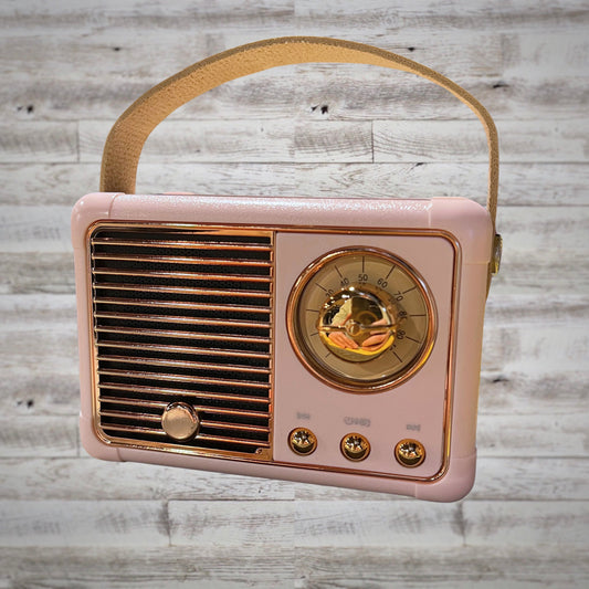 Retro Mini Wireless Bluetooth Speaker Radio in Pink