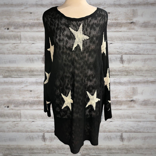 Slouchy Star Print Dolman Sleeve Knit Sweater