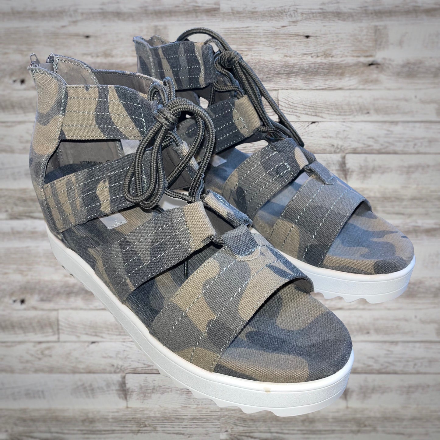 Very G Camo Platform Lace Up Gladiator Sandals