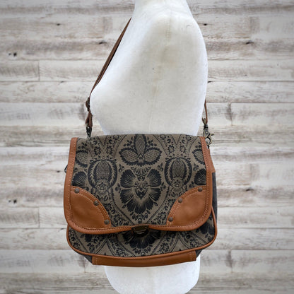 Myra Bag Kairos Canvas Printed Leather Messenger Bag