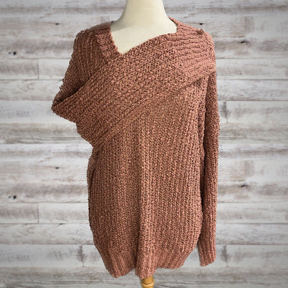 PLUS Dusty Rose Chunky Knit V Neck Sweater