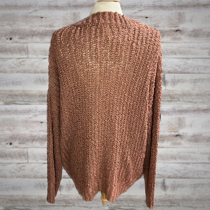 PLUS Dusty Rose Chunky Knit V Neck Sweater